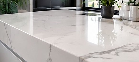 Plan de travail en quartz, texture et finition — Concept Cuisine